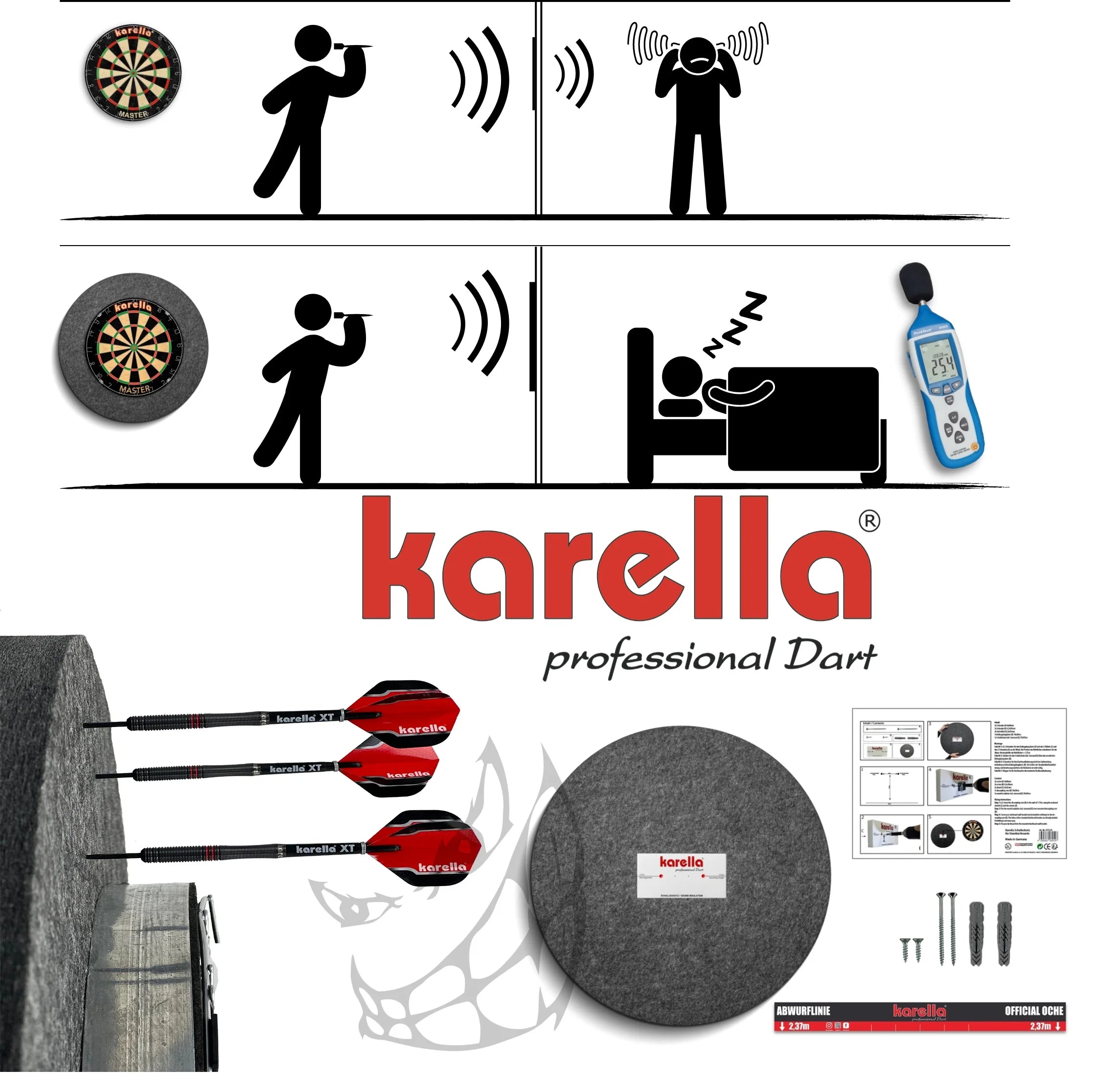 Karella Wand Schallschutz für Dartboards