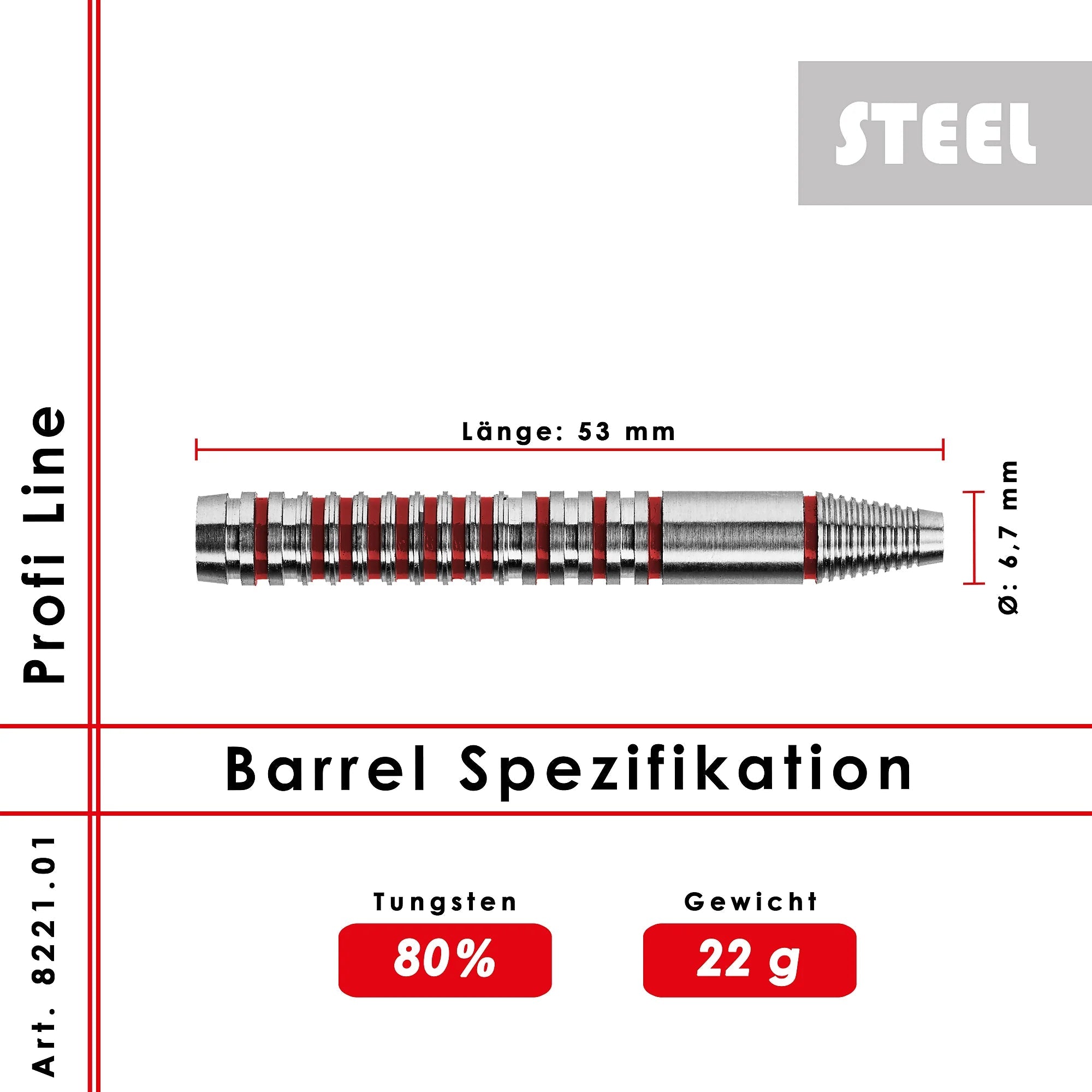 Karella PL-01 Profi Line Steeldarts Barrel 22g