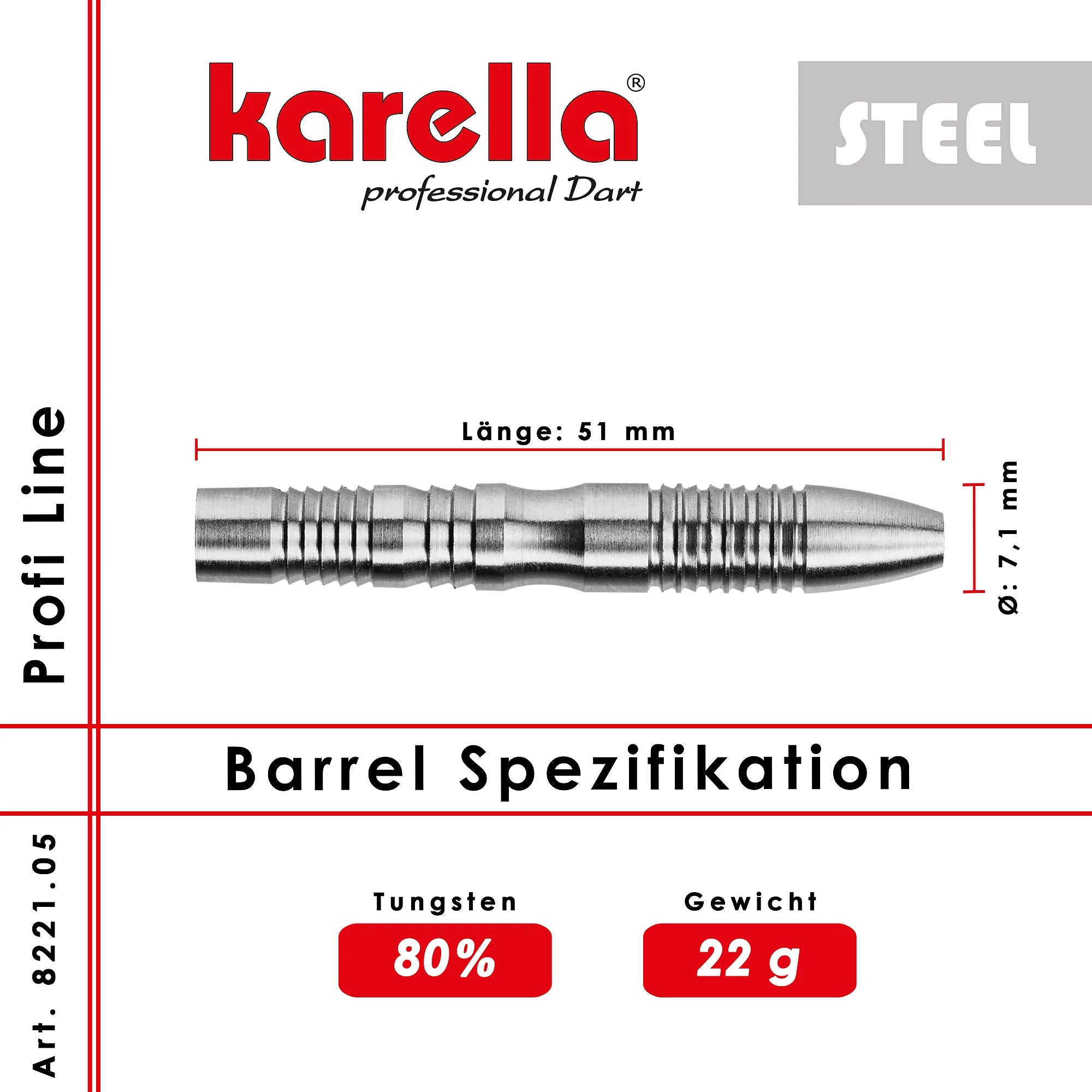 Karella PL-05 Profi Line Steel Dart 22g/80%