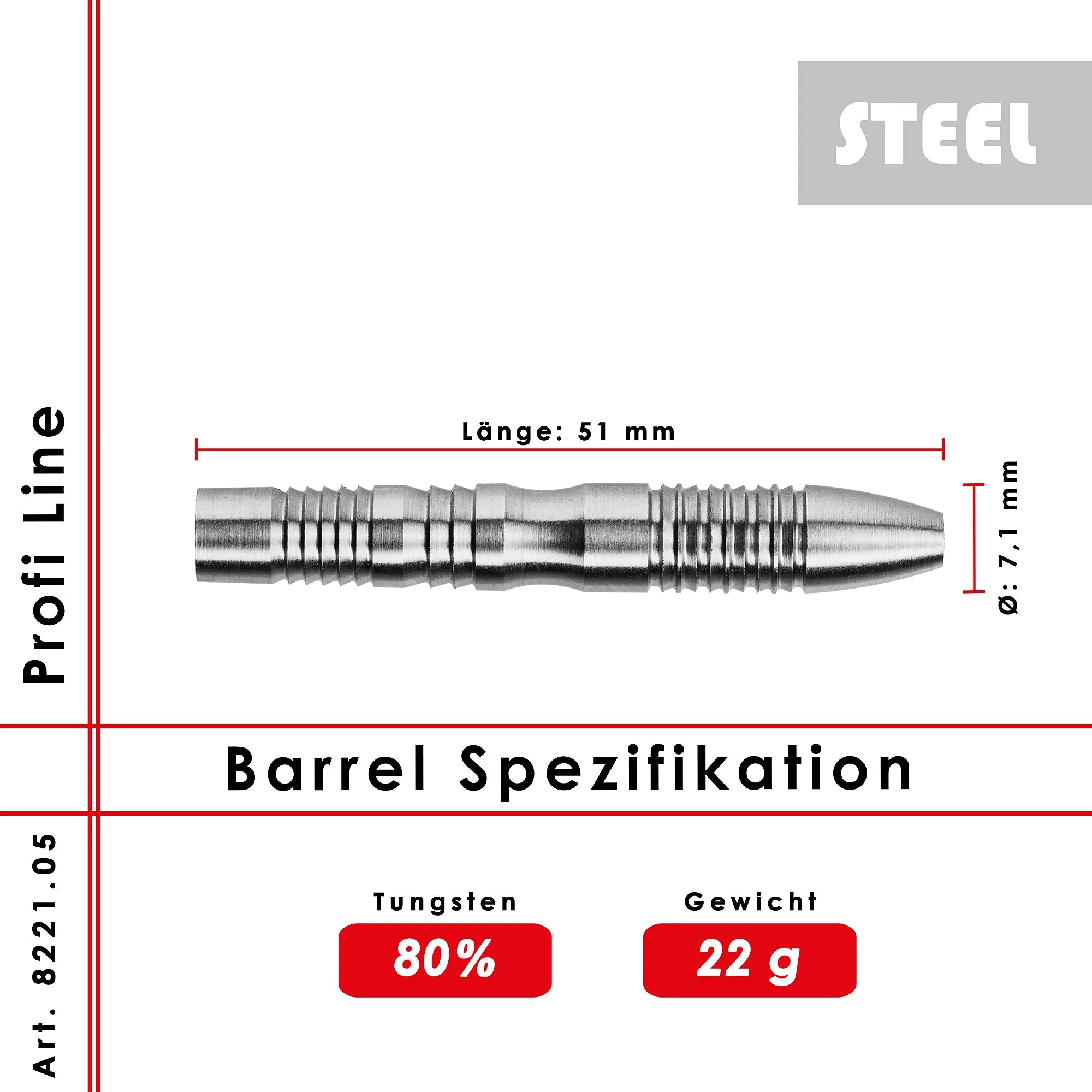 Karella PL-05 Profi Line Steeldarts Barrel 22g