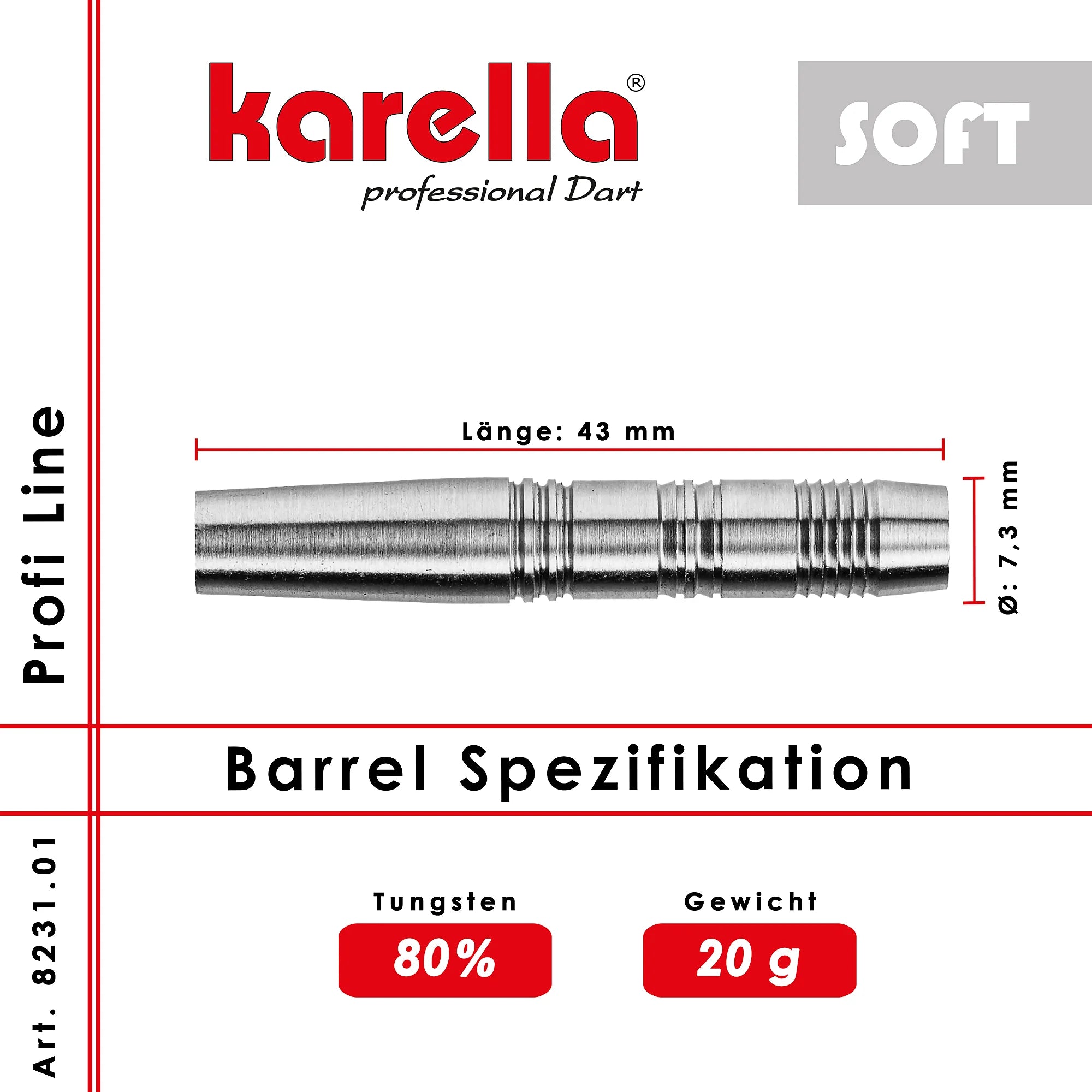 Karella Soft Dartsbarrel Profi Line PLS-01 20g/80%
