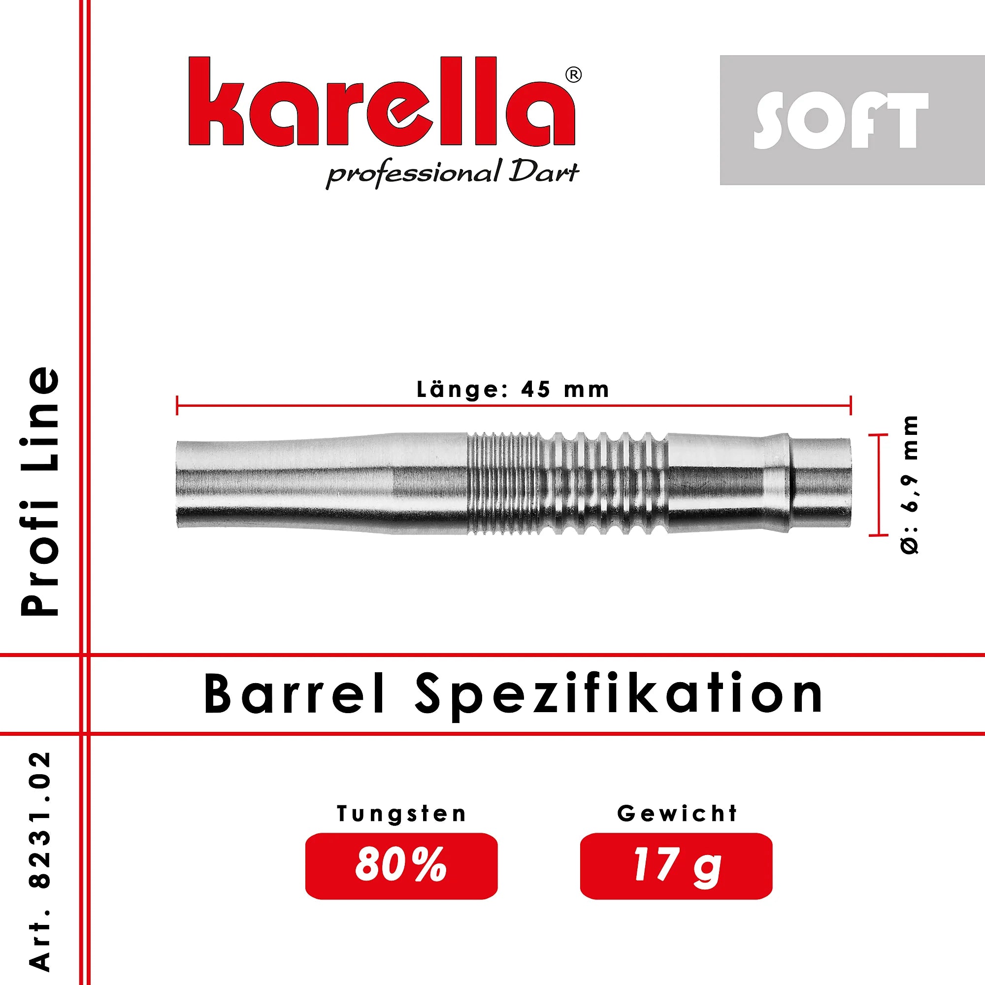 Karella Soft Dartsbarrel Profi Line PLS-02 17g/80%