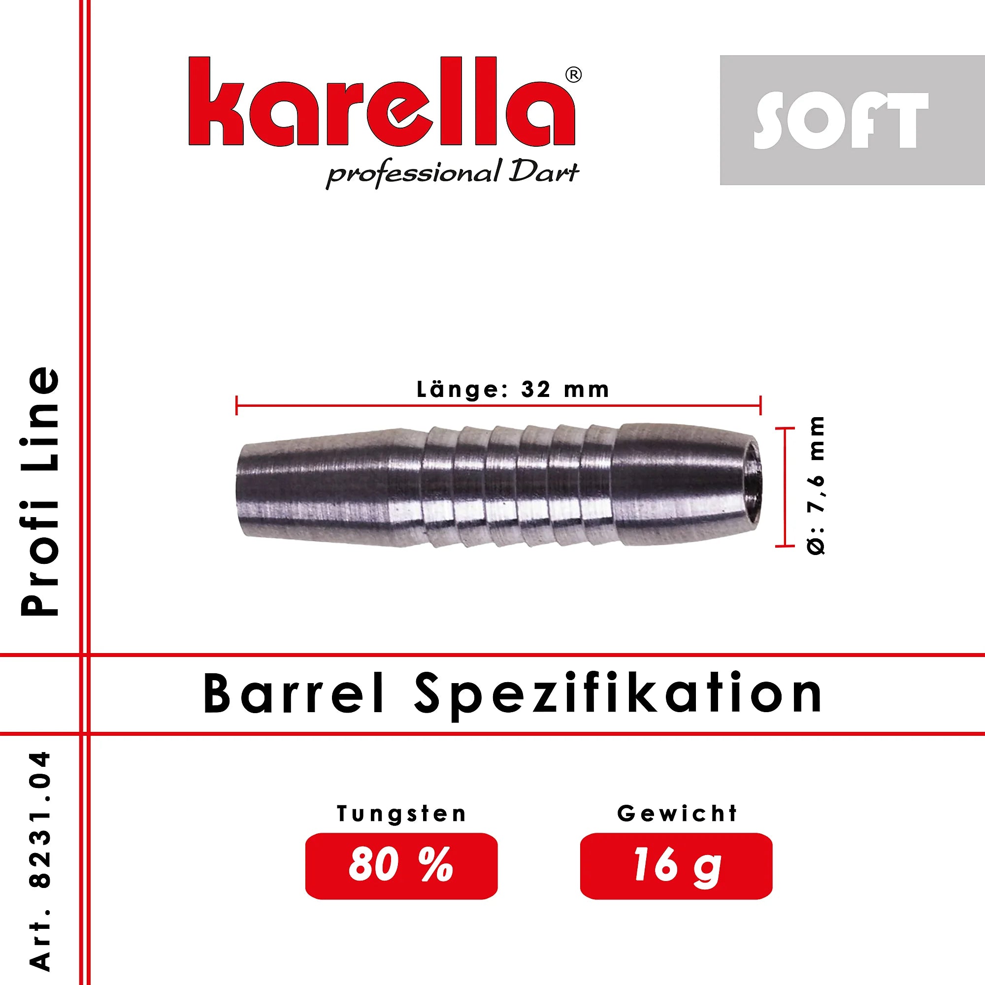 Karella Soft Dart Barrel Profi Line PLS-04 16g/80%