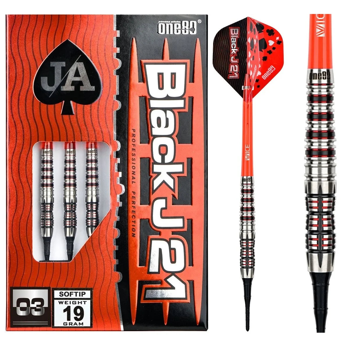 One80 Black J21 03 Soft Darts 21g/90%