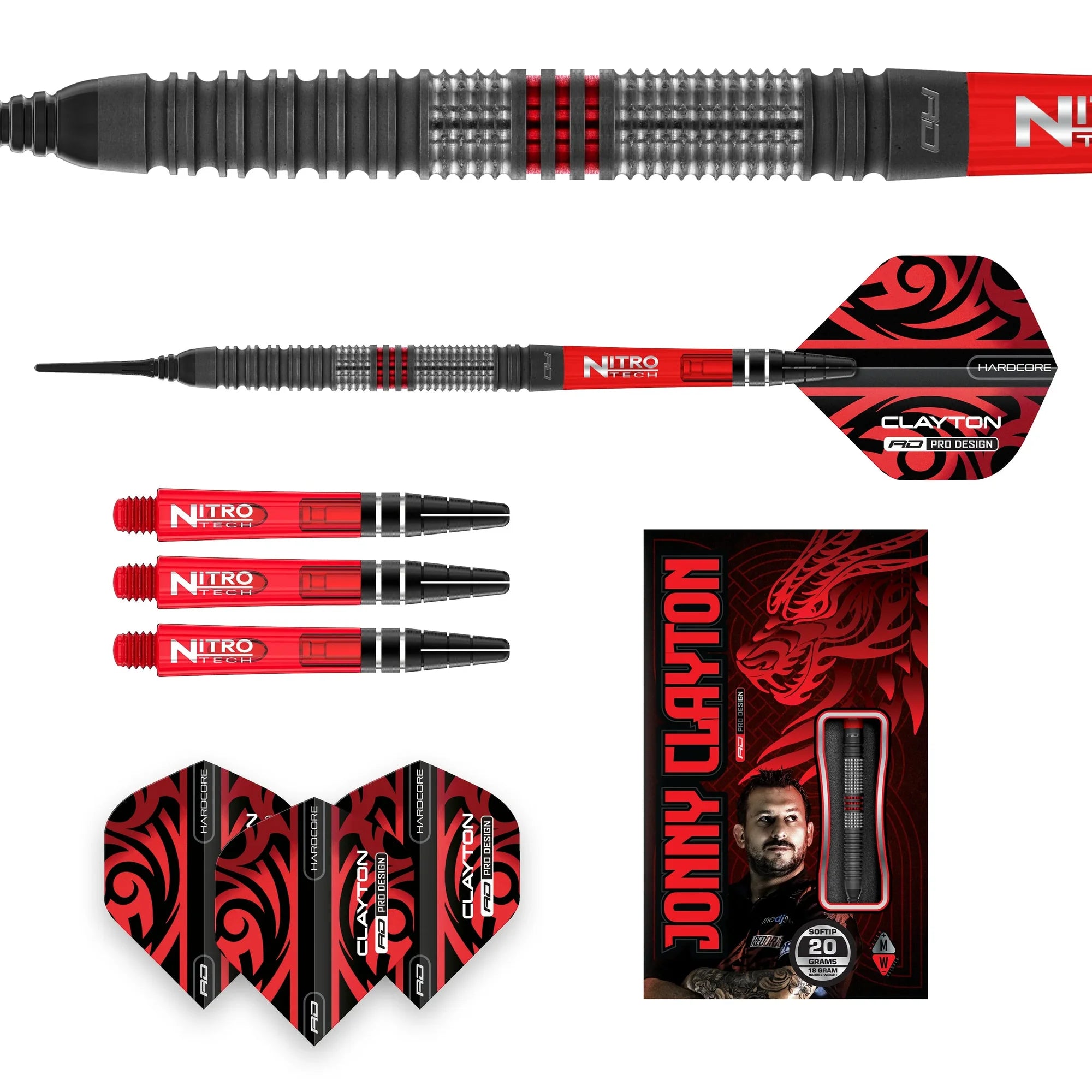 Red Dragon Jonny Clayton HIRAETH Soft Dart 20g/90%