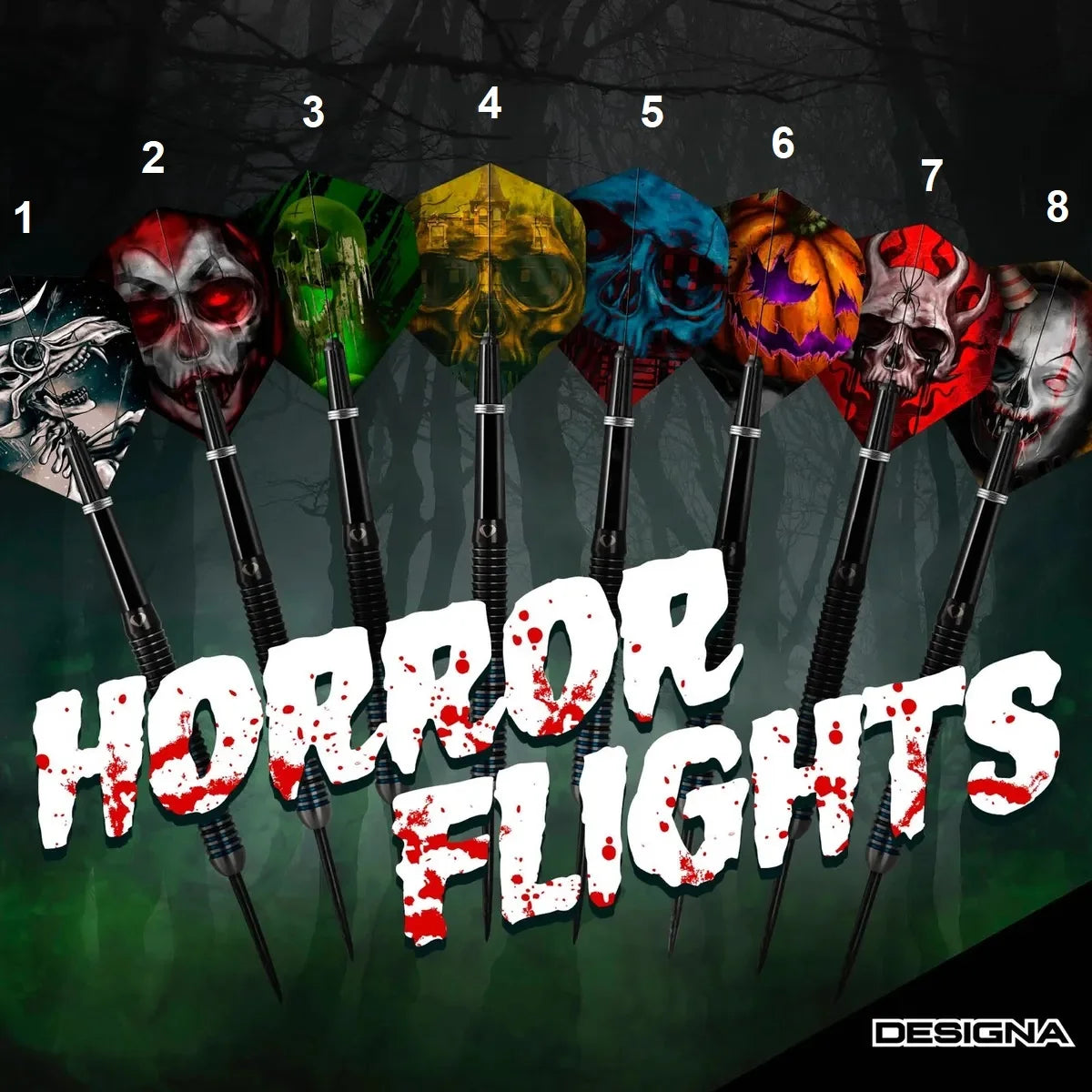 Designa Horror Show Dart Flights Standard No2 100 Micron