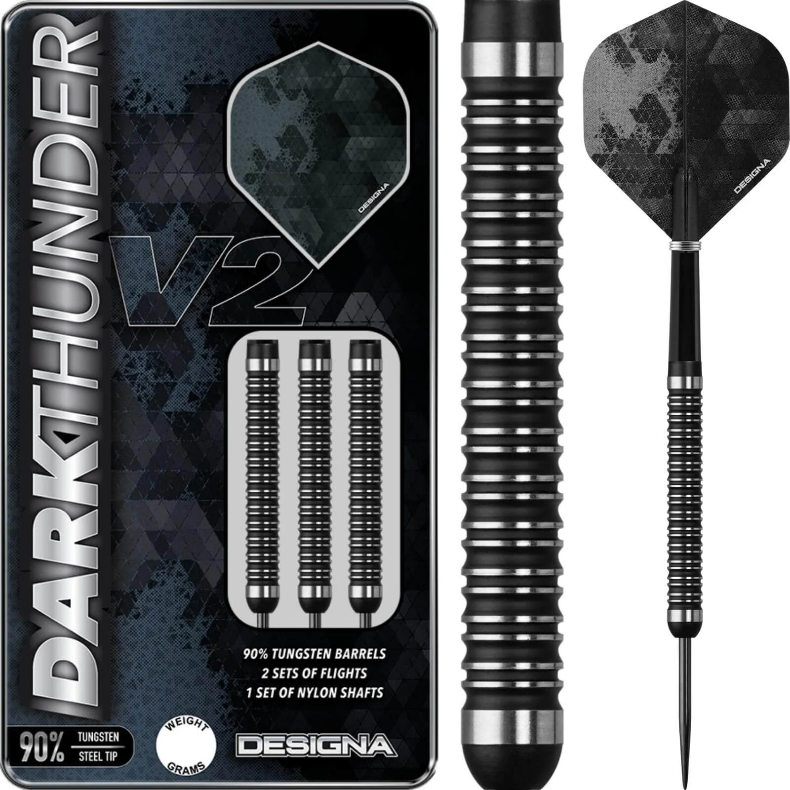 Designa Dark Thunder V2 Steel Darts 22-24g/90%