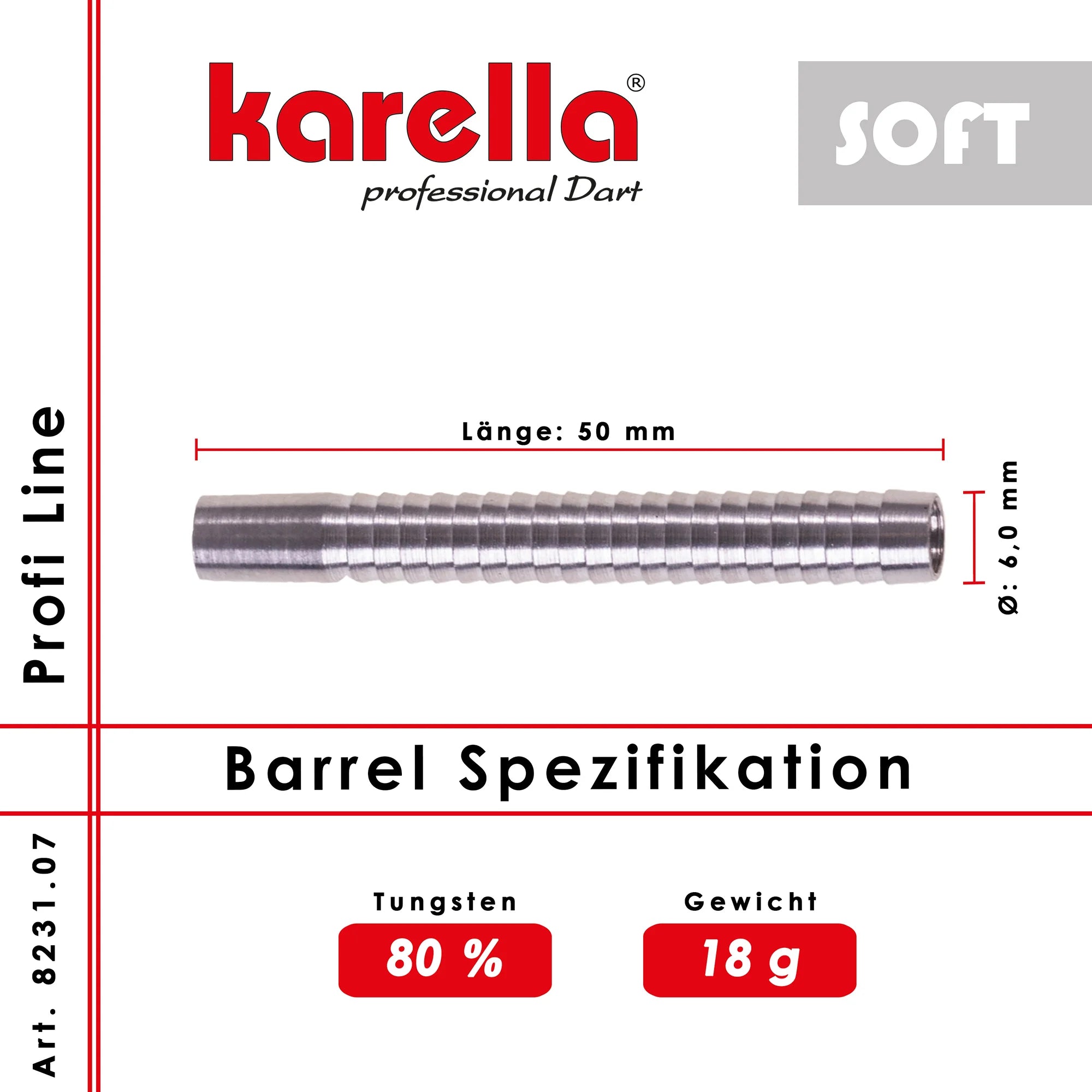 Karella Soft Dartsbarrel Profi Line PLS 85%