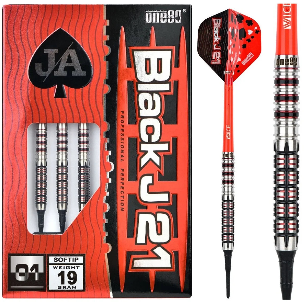 One80 Black J21 01 Soft Darts 21g/90%