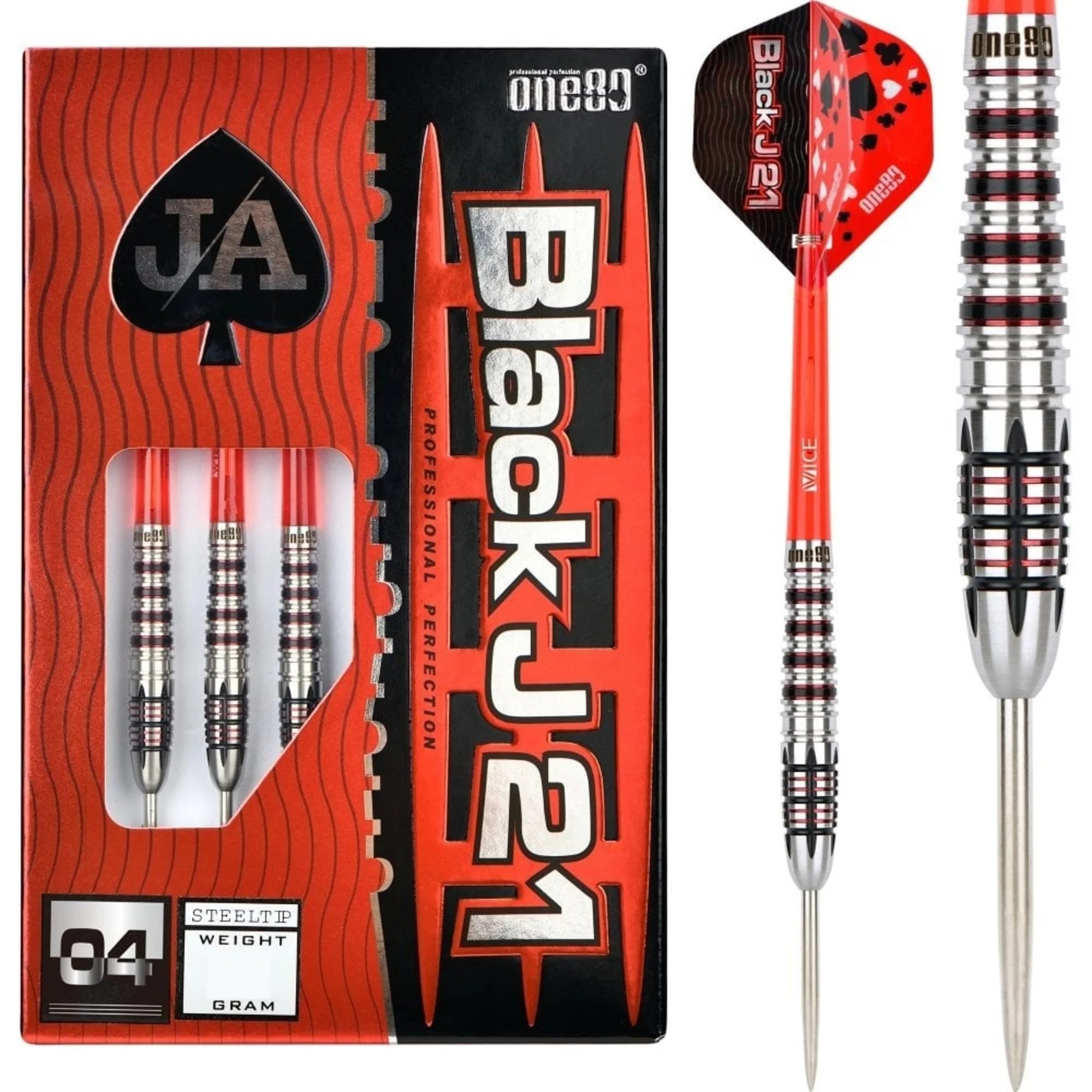 One80 Black J21 04 Steel Darts 23g/90%