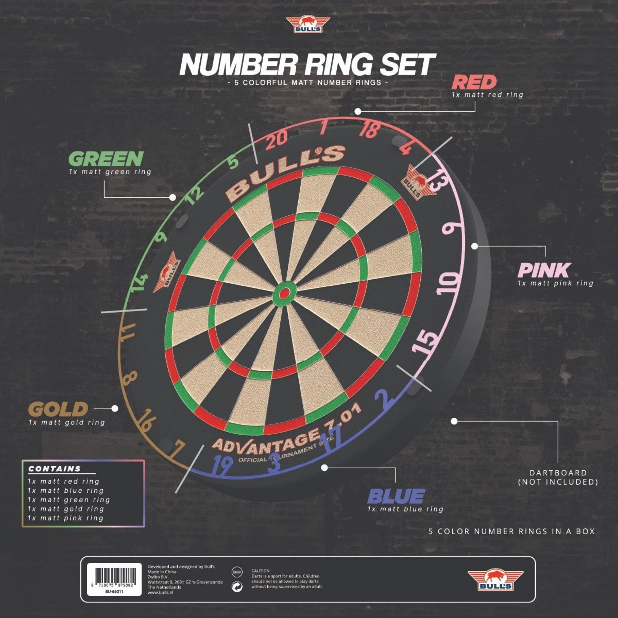 Bulls Dartboard Metal Nummern Ringe 5Stk.