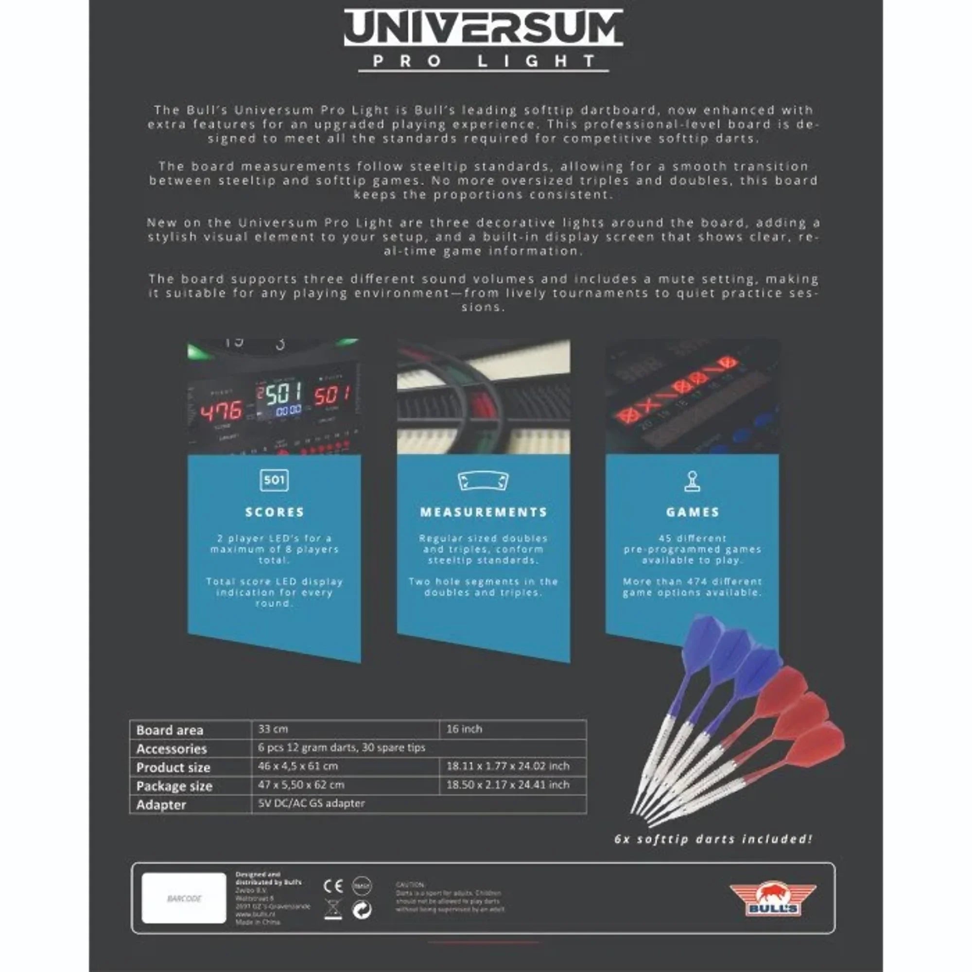 Bulls Universum Pro Light Electronic Dartboard 2026