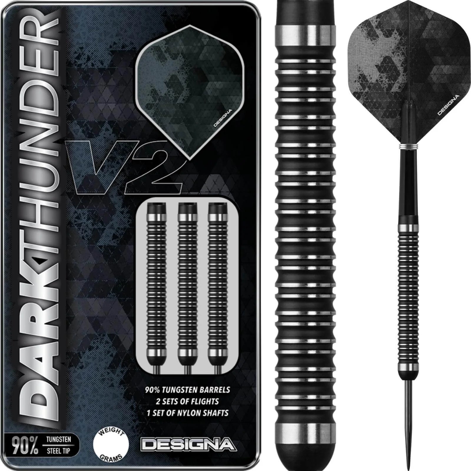Designa Dark Thunder V2 Steel Darts 20g-24g/90%